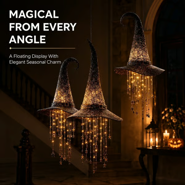 🔮 Lighted Witch Hat Hanging Chime Where Halloween Magic Meets Enchanted Glow